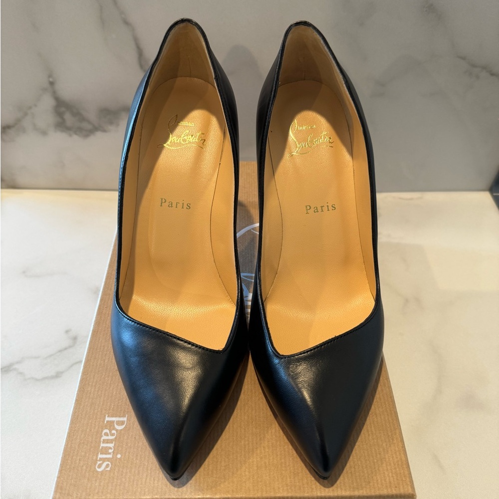 Christian Louboutin Corneille Heels - Size 38.5 - Black - 85mm - 3.3 inches